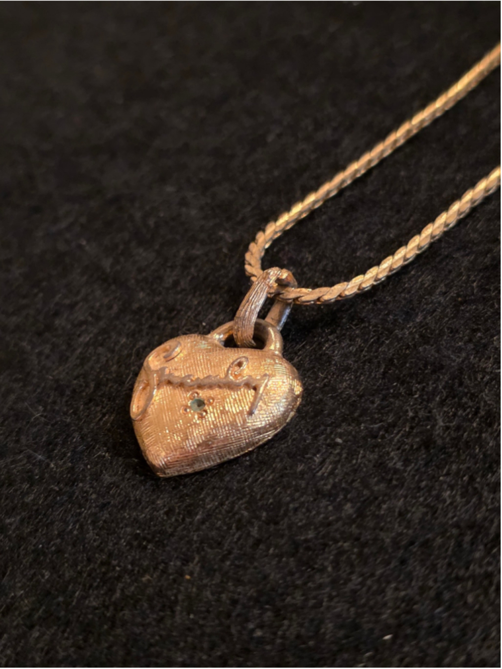 RARE 1980s Givenchy Cursive Signature Heart Necklace